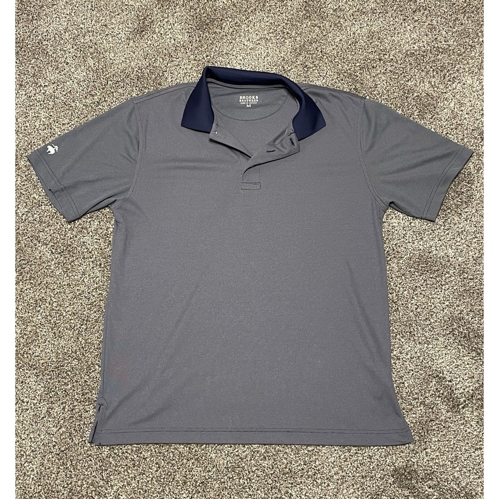 Brooks Brothers Polo Shirt Mens Medium Slate Blue‎ Golf Performance Althleisure